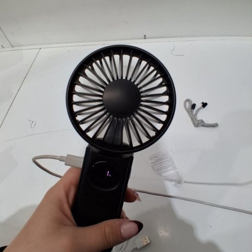 2PK XIGMER PORTABLE RECHARGEABLE FOLD HALTER HANDHELD NECK-HANGING FANS WITH USB-C CHARGING CABLES - BLACK AND WHITE (MODEL: F11) image 3