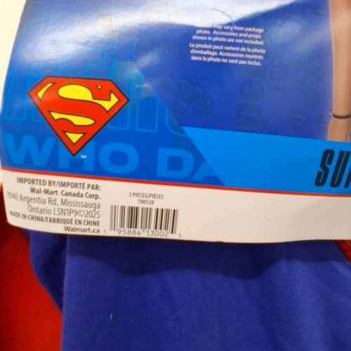 3PC WOMEN'S RUBIES SUPERGIRL COSTUME - LARGE (12-14) - RED, BLUE, GOLD image 2