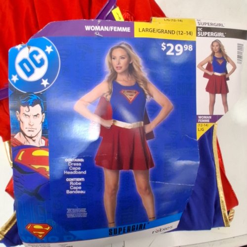 3PC WOMEN'S RUBIES SUPERGIRL COSTUME - LARGE (12-14) - RED, BLUE, GOLD image 4