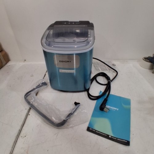 EUHOMY COUNTERTOP ICE MAKER MACHINE WITH HANDLE, BASKET AND SCOOP - MAKES 26LBS PER DAY - STAINLESS STEEL - (MODEL: IM001-BSI-CAEH / IM-06S) image 3