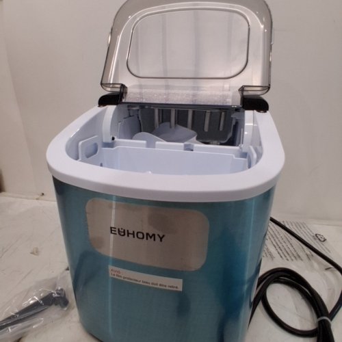 EUHOMY COUNTERTOP ICE MAKER MACHINE WITH HANDLE, BASKET AND SCOOP - MAKES 26LBS PER DAY - STAINLESS STEEL - (MODEL: IM001-BSI-CAEH / IM-06S) image 4