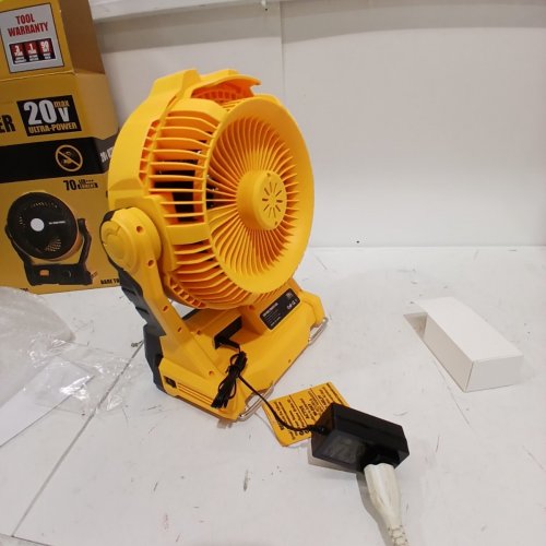 CORDLESS JOBSITE FAN - 11.5"; 20 V; 800 CFM; 12.3 MPH; 70 LM - YELLOW / BLACK (MODEL: DDTI-F12-001) image 5