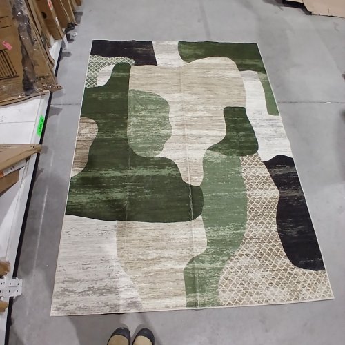 GARVEE LOW PILE ABSTRACT AREA RUG - 7FT X 5FT - GREEN, BEIGE image 2