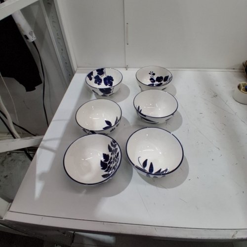 6PK ARBOR STONEWARE BOWLS - 6" - WHITE/BLUE (MODEL: 1901823) image 2