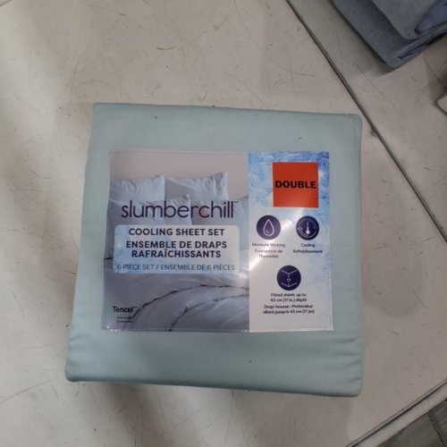 6PC SLUMBERCHILL COOLING BED SHEET SET WITH 4 PILLOW CASES - DOUBLE - BLUE (MODEL: 1976200) image 2