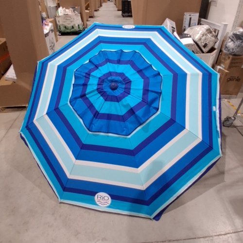 RIO BEACH OUTDOOR SHADE BEACH UMBRELLA - 7.5FT - BLUE, TURQUOISE AND WHITE (Model: 1985376) image 3