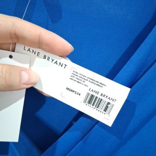 WOMEN'S LANE BRYANT LONG SLEEVE FAUX WRAP TOP - 2X - BLUE (STYLE: EVANGELINE B0003) image 3