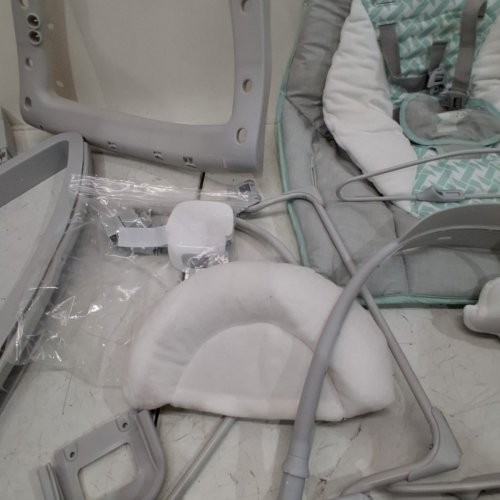 INGENUITY 3-IN-1 KEEP COZY GROW WITH ME VIBRATING BABY BOUNCER, ROCKER & CHAIR - 40LBS CAPACITY - WEAVER THEME GREY/WHITE/GREEN (MODEL: ‎12428) image 3