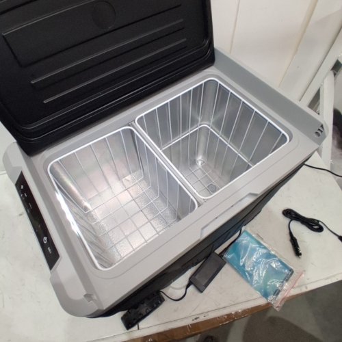 EUHOMY PORTABLE ELECTRIC COOLER AND FREEZER WITH WHEELS & 2 COMPARTMENTS - 50L - 12V DC / 110-240V AC - BLACK/GREY (MODEL: CFB-50) image 5