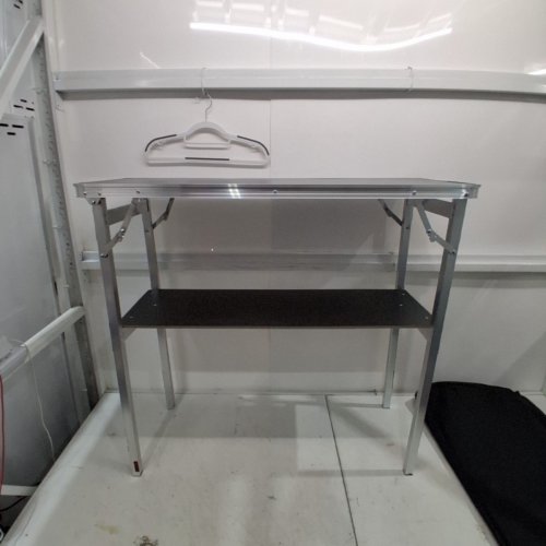 FOLDABLE MULTIPURPOSE TABLE WITH VELCRO FABRIC SHIELD & SHELF - 38" X 34" X 15" - 110LBS CAP - BLACK/SILVER (MODEL: DX9930) image 3