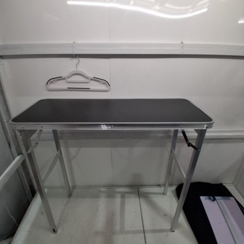 FOLDABLE MULTIPURPOSE TABLE WITH VELCRO FABRIC SHIELD & SHELF - 38" X 34" X 15" - 110LBS CAP - BLACK/SILVER (MODEL: DX9930) image 6