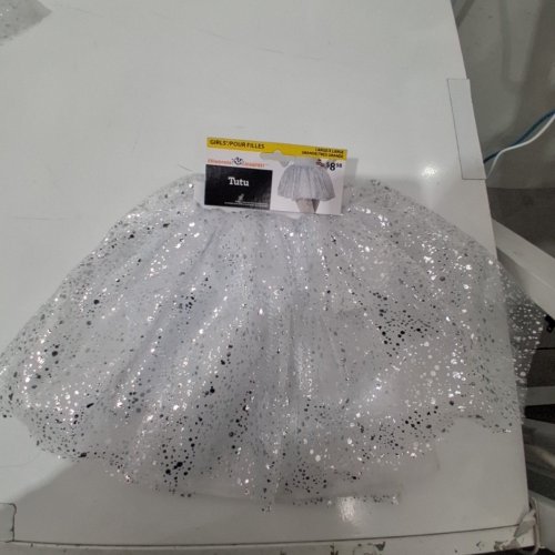 GIRL'S WAY TO CELEBRATE SPARKLY SHORT TUTU - LARGE/EXTRA LARGE - SILVER image 2