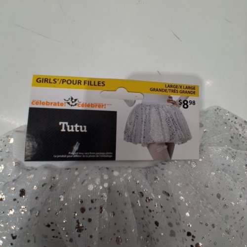 GIRL'S WAY TO CELEBRATE SPARKLY SHORT TUTU - LARGE/EXTRA LARGE - SILVER image 3