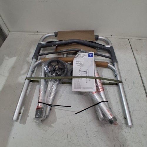 MEDLINE 2 BUTTON FOLDING WALKER 5'' WHEELS 300LB WEIGHT CAPACITY (MODEL:MDS86410W54H) image 3