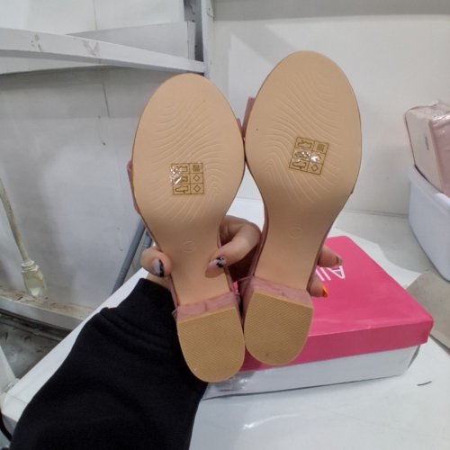 WOMEN'S ALLEGRA K 2" ANKLE STRAP HEELED SANDALS - SIZE 4.5 - PINK image 3