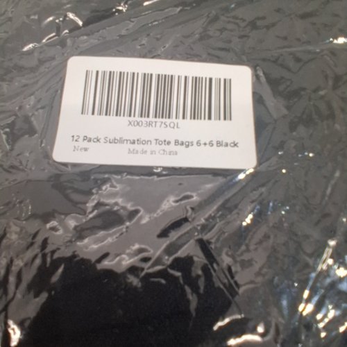 12PC SUBLIMATION CANVAS TOTE BAGS WITH ZIPPER POUCHES - 15" X 15" / 8.5" X 5.25" - BLACK image 2
