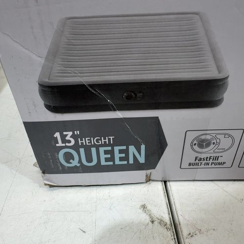INTEX DURA-BEAM SERIES DELUXE COMFORT PLUSHFIBER-TECH INFLATABLE AIR MATTRESS WITH INTERNAL ELECTRIC PUMP - 13" - QUEEN - GREY (MODEL:AP619D/64417ED) image 3