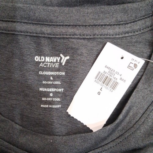 MENS OLD NAVY CLOUDMOTION ACTIVEWEAR T-SHIRT - LARGE - LARGE - DARK GRAY/OFF BLACK (STYLE: 646523) image 2