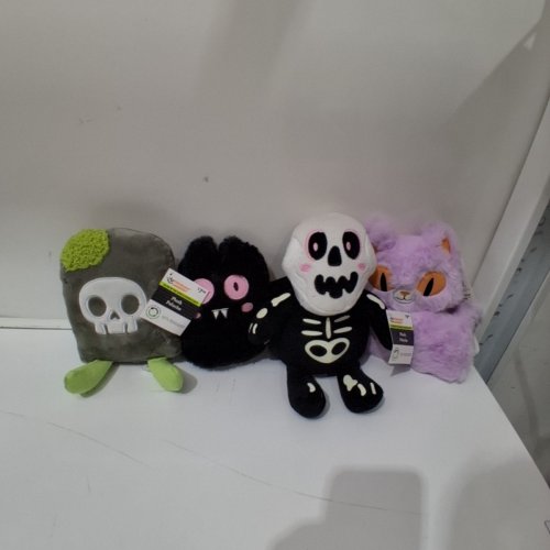 4PC HALLOWEEN GLOW IN THE DARK PLUSH TOYS - 5" EACH - BLACK/PURPLE/GRAY/GREEN image 2