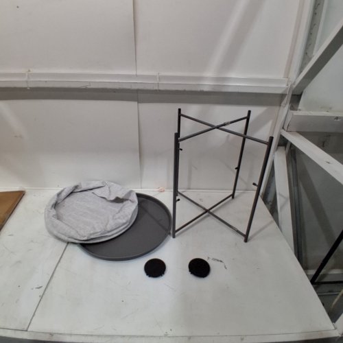 FOLDING ROUND TABLE WITH FABRIC STORAGE BOWL - 20" - BLACK AND GRAY image 2