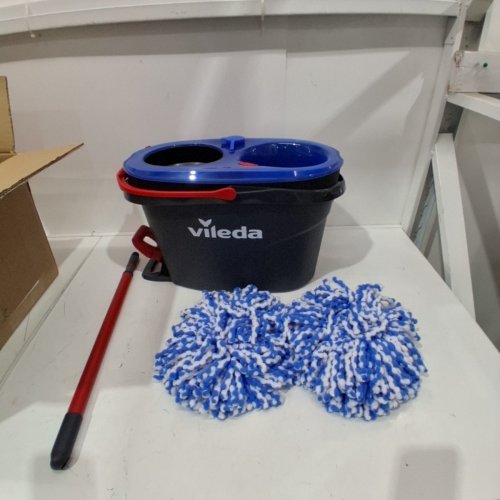 VILEDA EASYWRING RINSECLEAN SPIN MOP & BUCKET SYSTEM - GREY/BLUE image 2