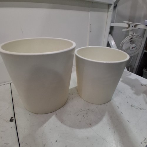 2PC THRESHOLD AESTHETIC PLANTER - 10"/ 12" - CREAM image 2