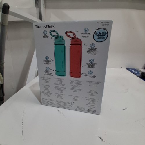 2PC THERMOFLASK INSULATED BOTTLES - 24 OZ / 710 ML EACH - TEAL / RED (ITEM: 2730866) image 3