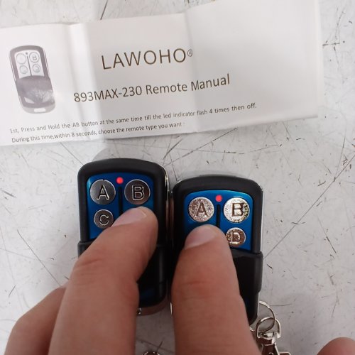 2PK LAWOHO UNIVERSAL GARAGE DOOR REMOTES - BLACK / BLUE (MODEL: 893MAX-230) image 2
