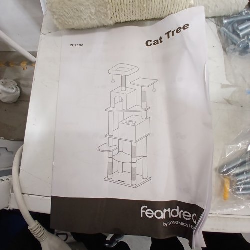 FEANDREA CAT TREE PLUSH MULTI-LEVEL CAT CONDO - 61" - WHITE (MODEL- PCT192) image 5