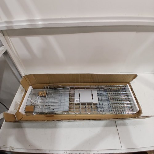 HUMANE ANIMAL TRAP - GALVANIZED IRON - 30" X 10" X 12" - SILVER (MODEL: LB-28A) image 2