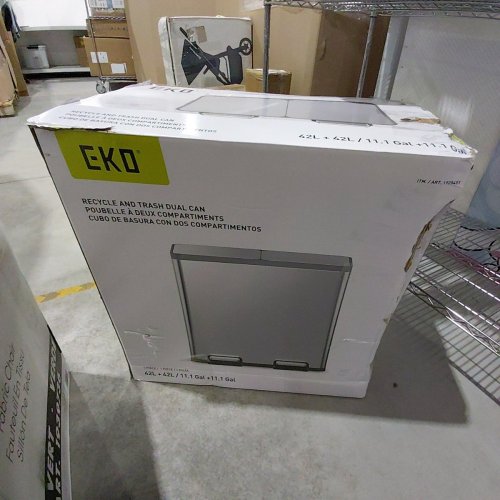 EKO ECOCASA PLUS DUAL COMPARTMENT STEP TRASH CAN WITH REMOVABLE LINERS - 42L PER SIDE (84L TOTAL) - GREY/BLACK (MODEL: 1925451) image 5