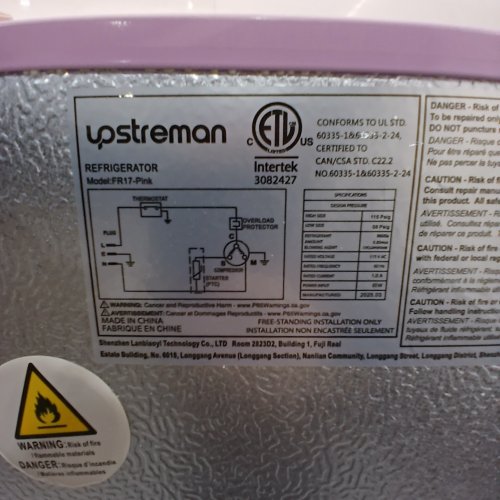 UPSTREMAN COMPACT MINI FRIDGE WITH FREEZER - 1.7 CU. FT - PINK (MODEL: FR17-PINK) image 4