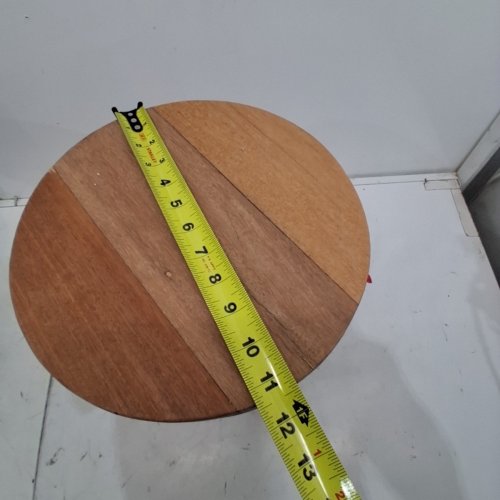MID-CENTURY MODERN ROUND WOODEN STOOL - 17.5" - BROWN image 5