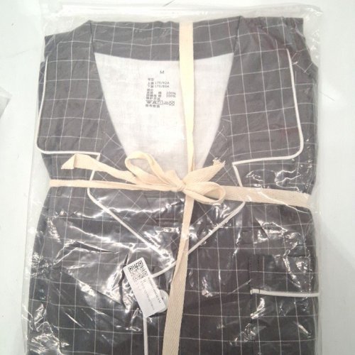 2PC PLAID BUTTON-FRONT PAJAMA TOP - MEDIUM - CHARCOAL GREY image 2
