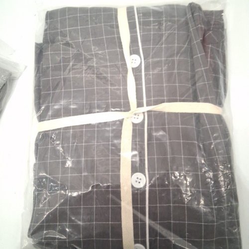 2PC PLAID BUTTON-FRONT PAJAMA TOP - MEDIUM - CHARCOAL GREY image 3