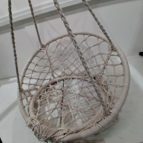 MACRAME HANGING SWING CHAIR - CREAM image 3