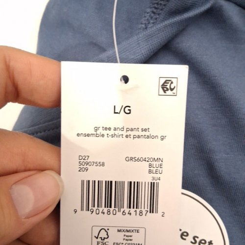 2PC GEORGE PAJAMA T-SHIRT AND PANT SET - LARGE - BLUE image 3