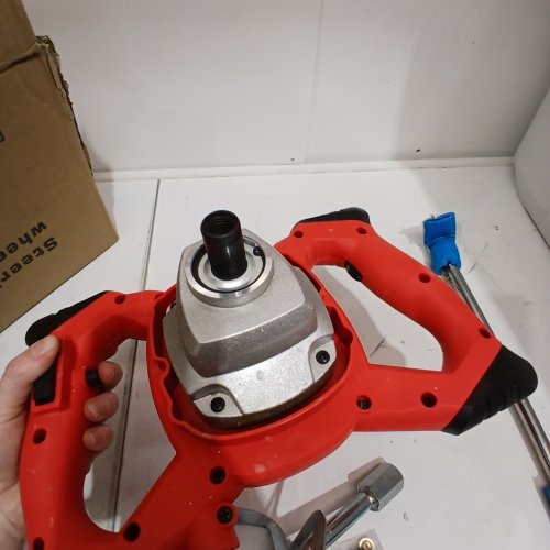 STEERING WHEEL PORTABLE PADDLE MIXER WITH ADJUSTABLE 6-SPEED - FOR MORTAR, GROUT, PAINT, PLASTER, AND CONCRETE - RED image 2