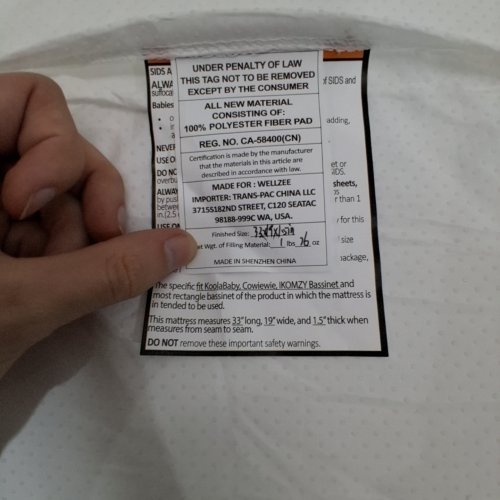 BREATHABLE WASHABLE BABY BASSINET MATTRESS - 33" X 19" - WHITE image 2