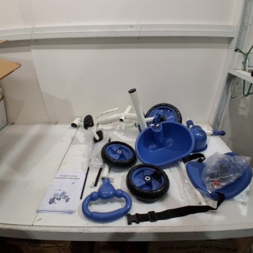 BRUCE & SHARK CARBON STEEL FRAME FRONT & REAR BASKETS STEERING HANDLED PUSH TRIKE - 100LBS CAP - BLUE (MODEL:B601-088-BLUE~009WAL2) image 3