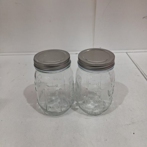 2PK BALL GLASS MASON JARS WITH LIDS - 12 OZ - CLEAR/SILVER image 2