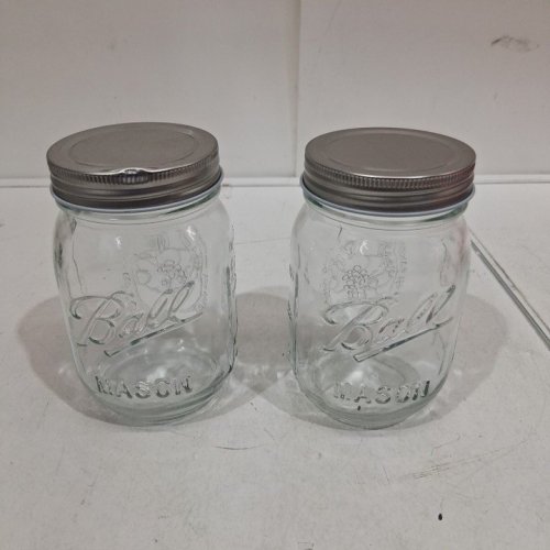 2PK BALL GLASS MASON JARS WITH LIDS - 12 OZ - CLEAR/SILVER image 3