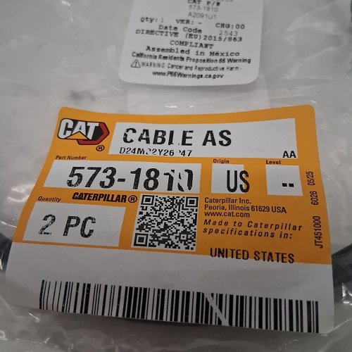 2PC CATERPILLAR AS CABLE ASSEMBLY (MODEL: 573-1810) image 2