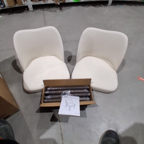 2PK COLAMY MODERN UPHOLSTERED DINING CHAIR WITH PADDED SEAT AND WOOD LEGS - 300LBS CAPACITY - BEIGE (MODEL:3008) image 2
