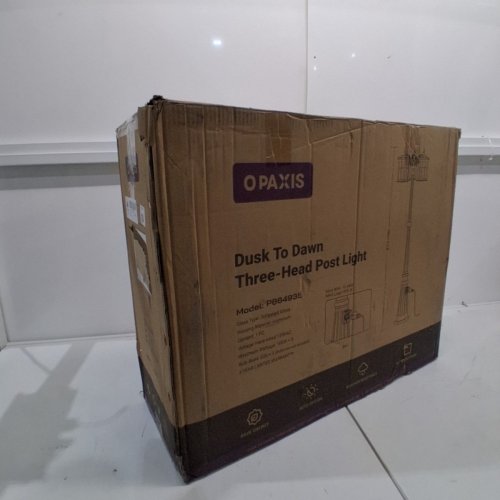 OPAXIS DUSK TO DAWN THREE-HEAD OUTDOOR LAMP POST LIGHT - 120V - BLACK (MODEL: P86493E) image 5
