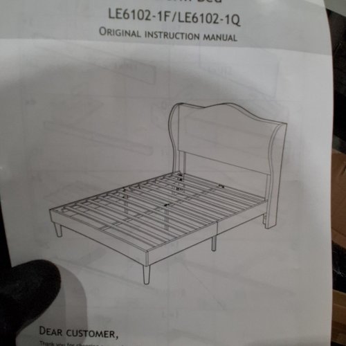 ALLEWIE UPHOLSTERED STORAGE PLATFORM BED FRAME WITH 4 DRAWERS - QUEEN - DARK GREY (MODEL: LE6102-1Q) image 5