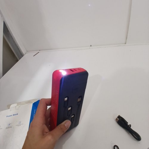 PSOOO PORTABLE SOLAR POWER BANK WITH BUILT IN CABLES & FLASHLIGHT - 30000MAH, 3.7V, 111WH - RED AND BLACK (MODEL: PS-160) image 4
