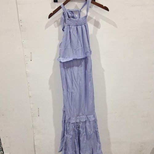 WOMEN'S RUFFLED HALTER TOP MAXI DRESS - LARGE - LAVENDER PURPLE image 2