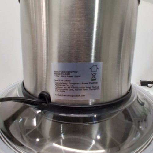 PROFESSIONAL STAINLESS STEEL ELECTRIC FOOD CHOPPER 1200W, 120 V - 6 L - BLACK image 3