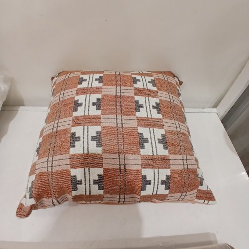 THRESHOLD DECORATIVE PILLOW - 18" X 18" - RUST, CREAM AND BLACK image 4